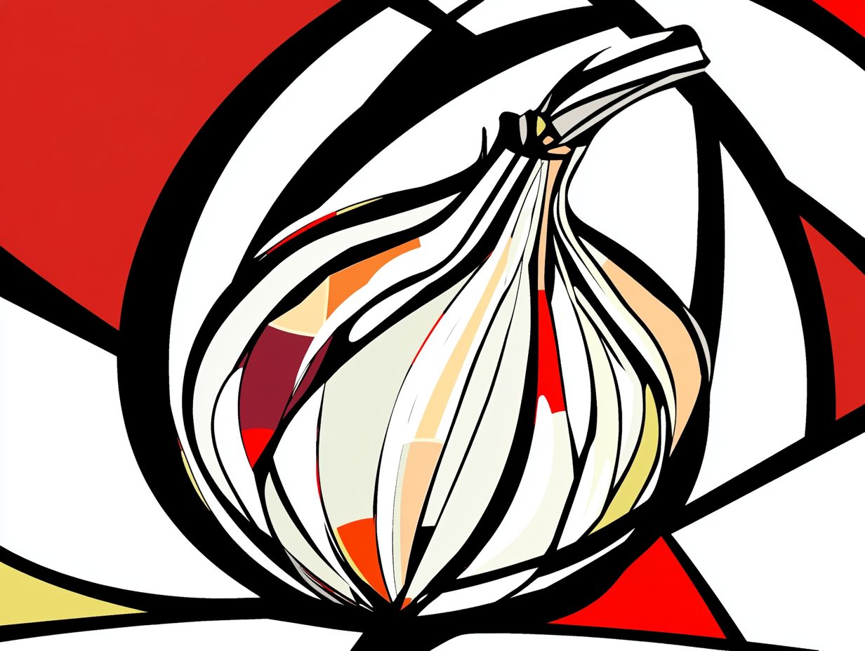 Obviously an AI generated image of an onion in Mondrian style.
